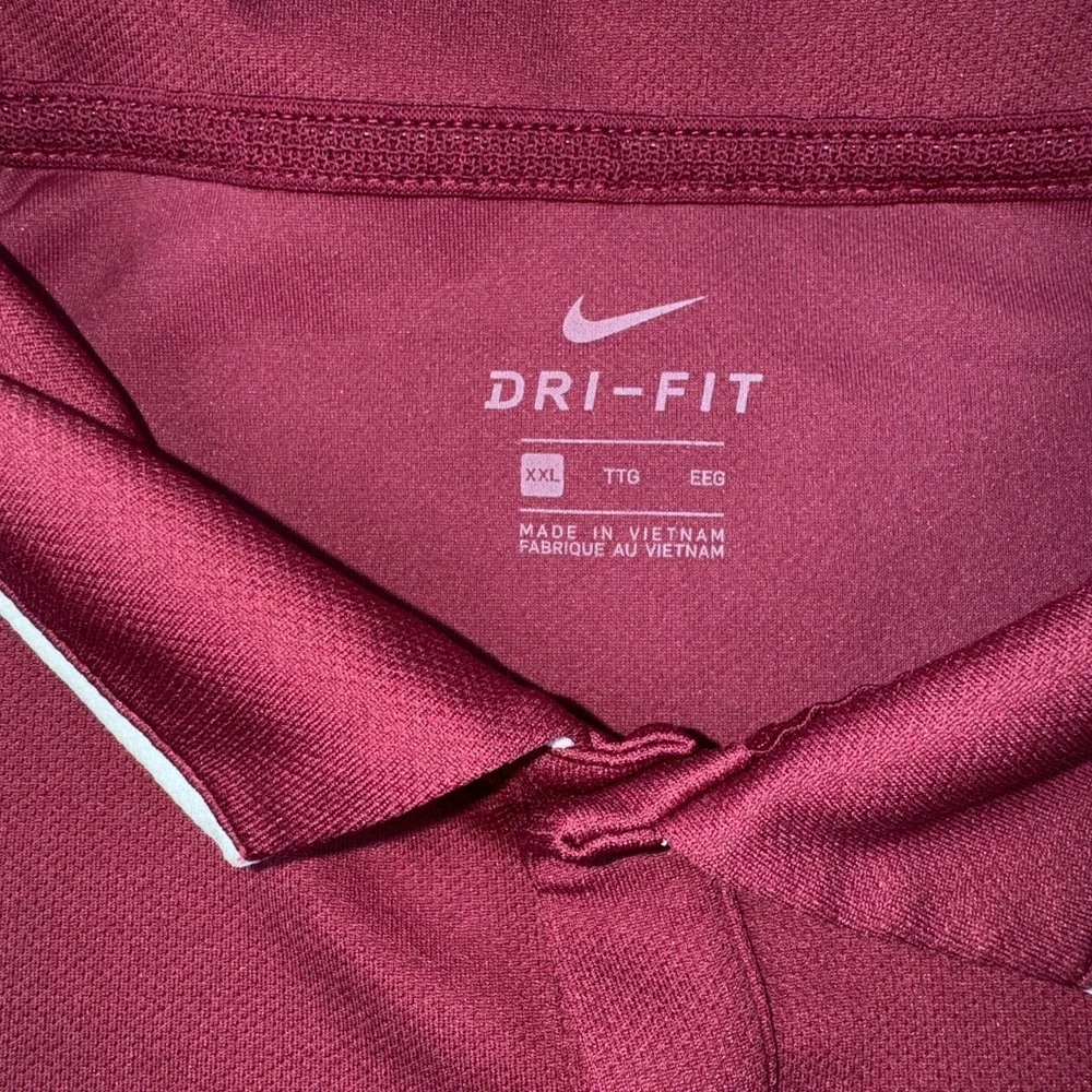 Nike Polo Shirt Mens XXL Maroon Florida State Dri-FIT Short Sleeve Tipped Collar